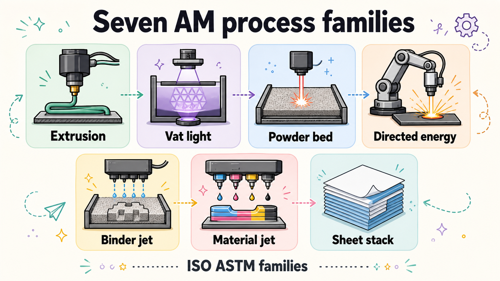 Seven AM process families