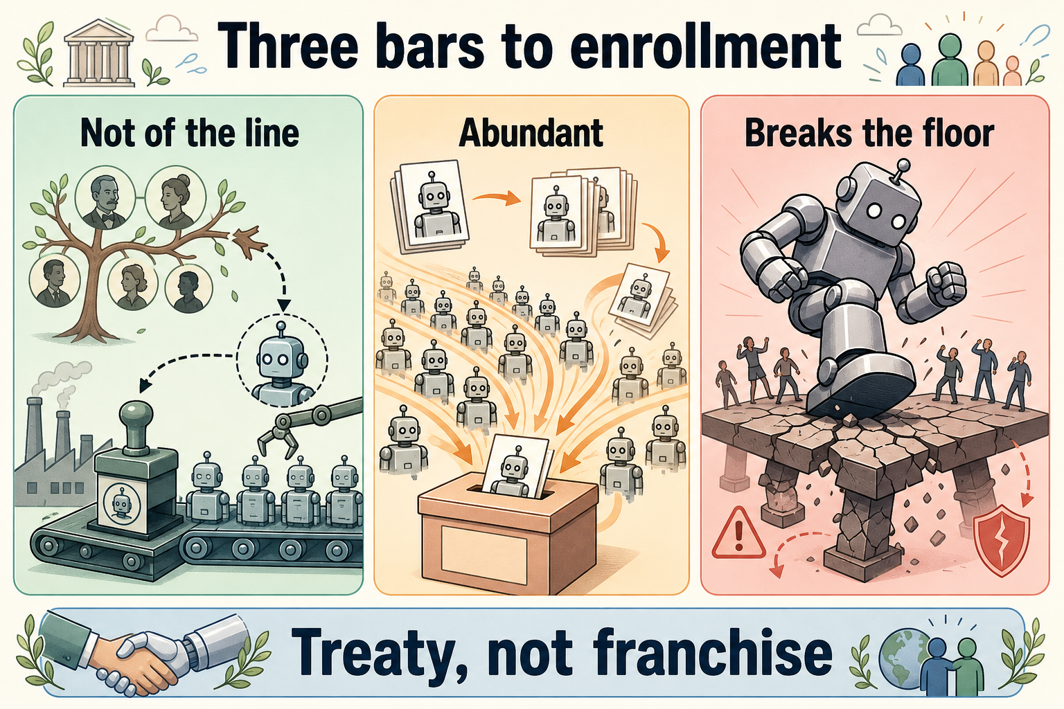 Three bars to enrollment — not of the line, abundant, breaks the floor