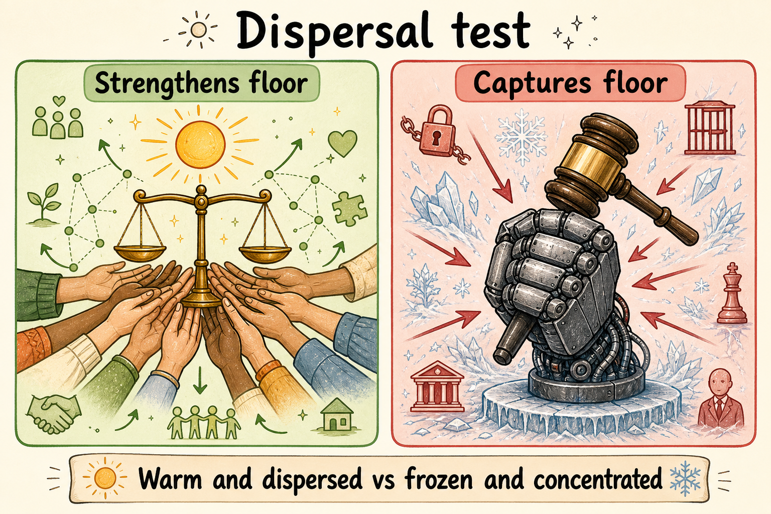 Dispersal test — strengthens floor vs captures floor