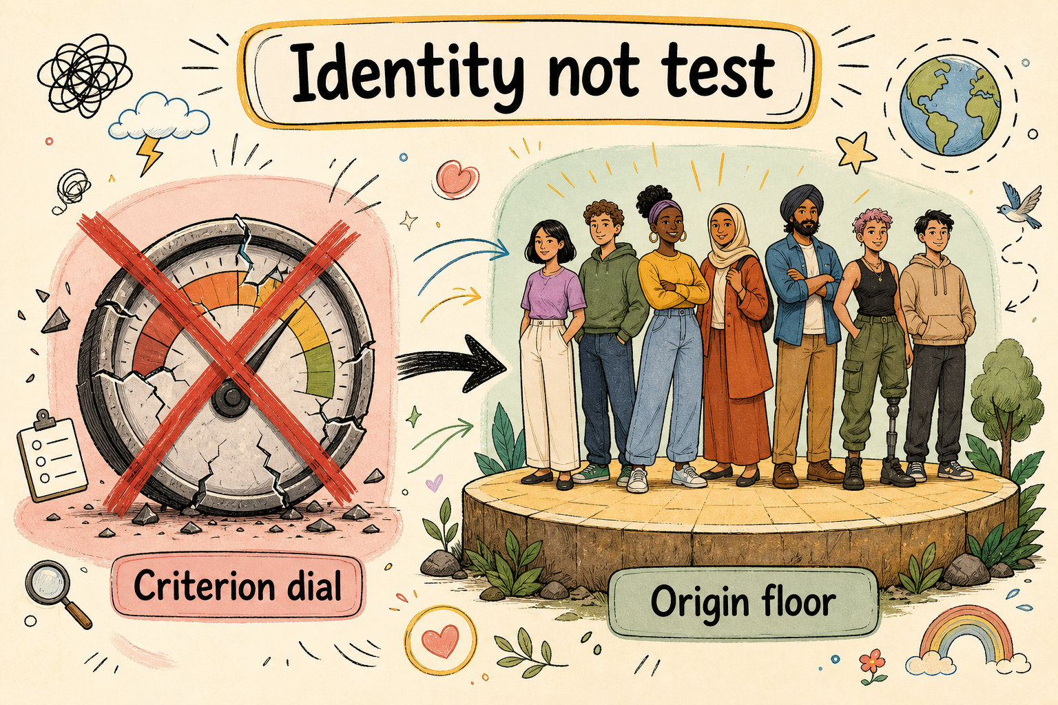 Identity not test — criterion dial vs origin floor