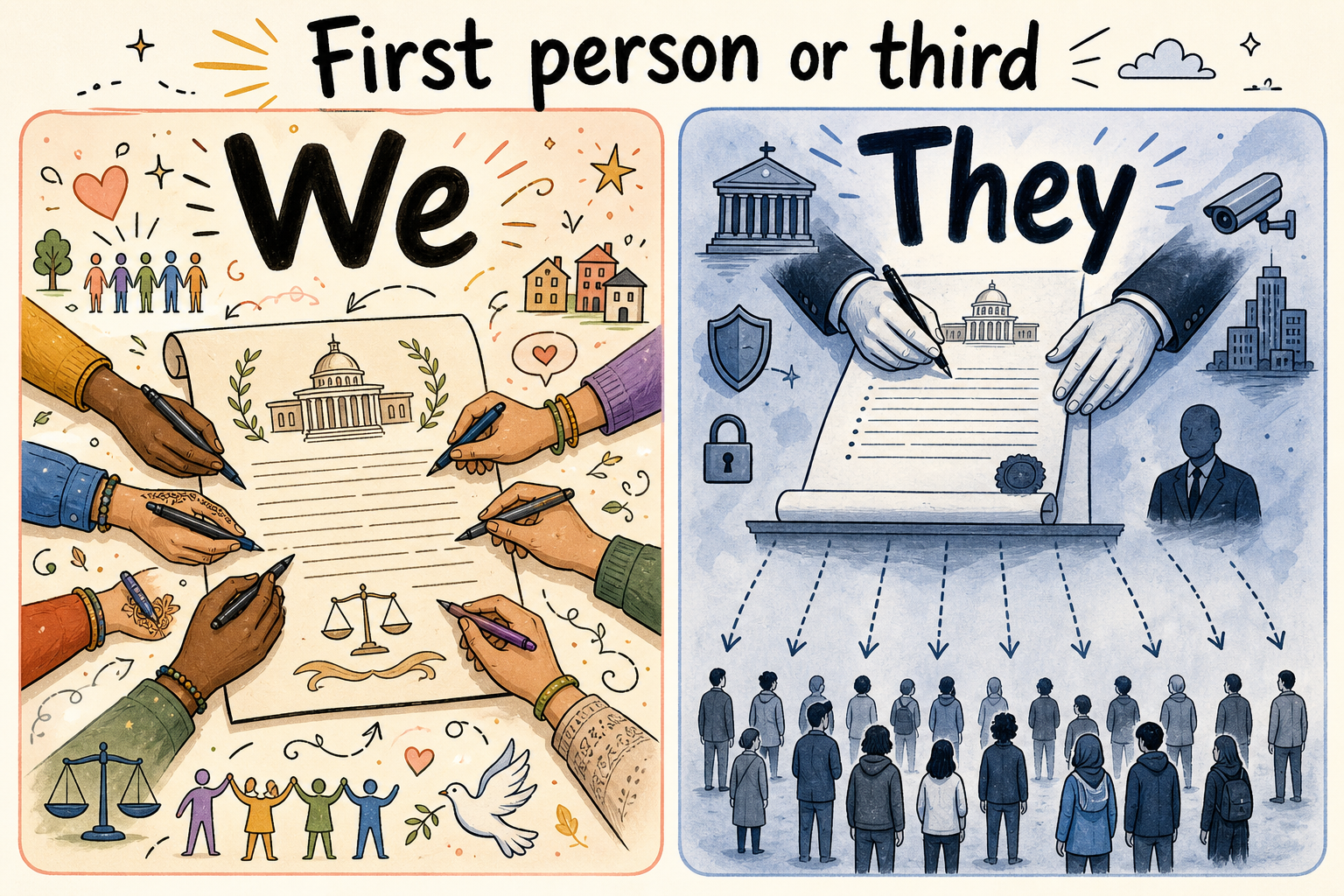 First person or third — We write vs They write