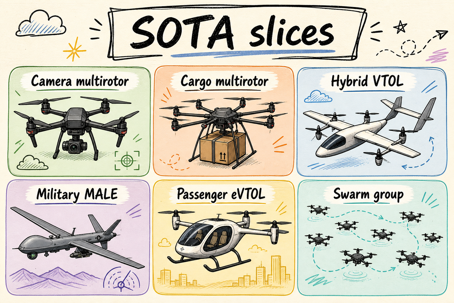 SOTA slices across drone product classes
