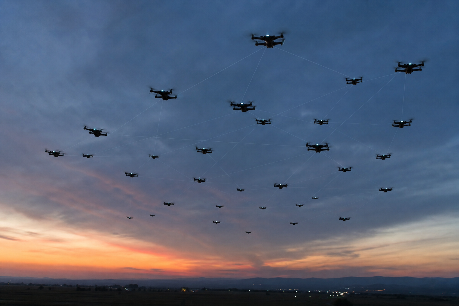 Illustrative multi-drone swarm formation