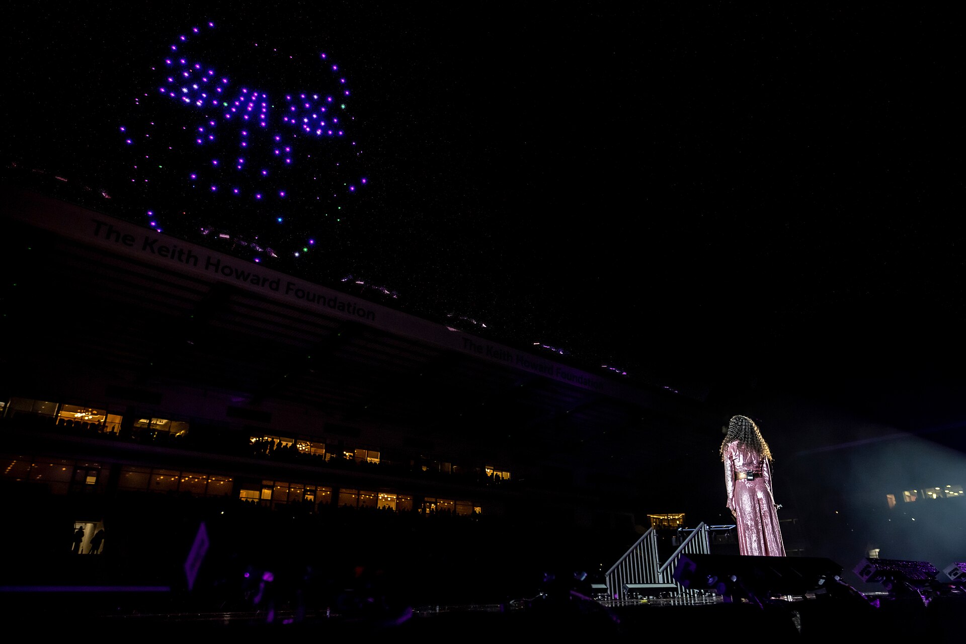 Stadium concert drone art in the sky