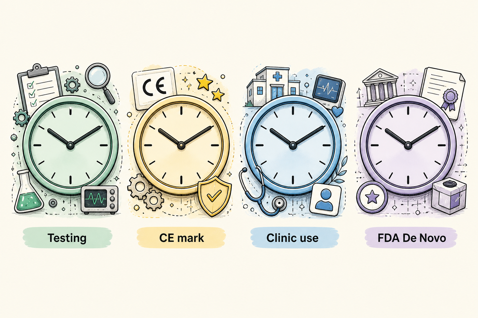Four clocks