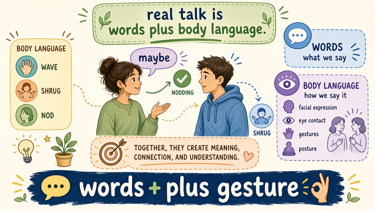 Real talk as words plus body language