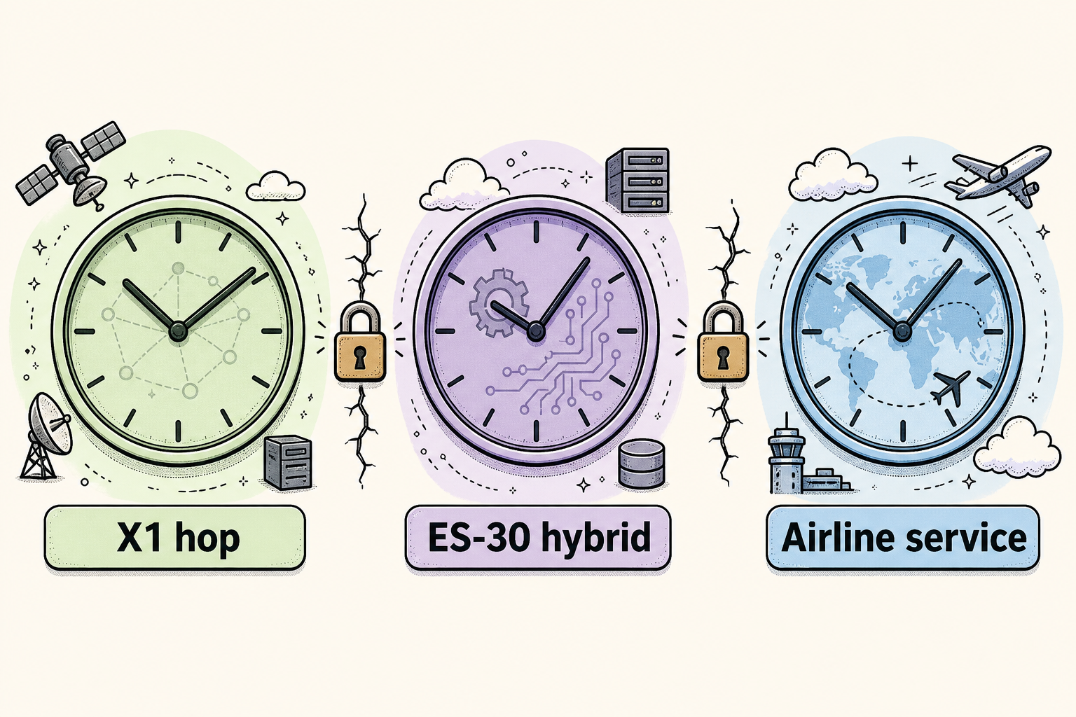 Three clocks
