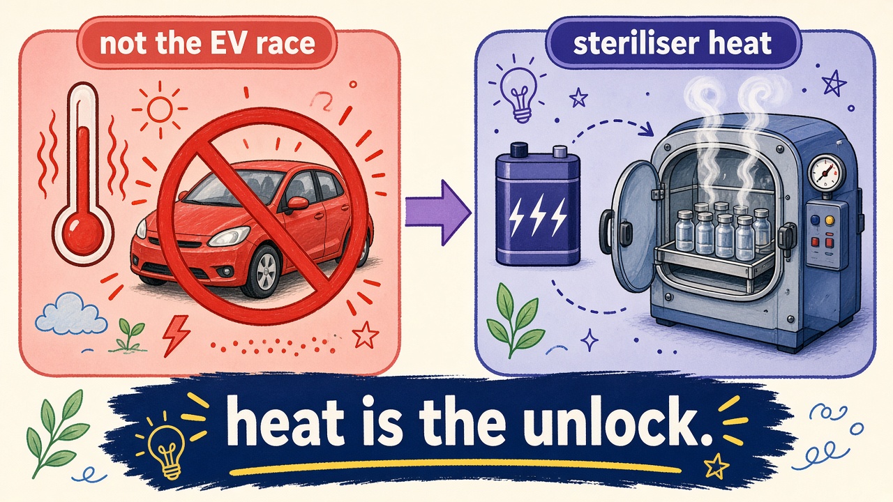 One idea: some solid batteries can stay in the heat so sensors can live on the hot machine