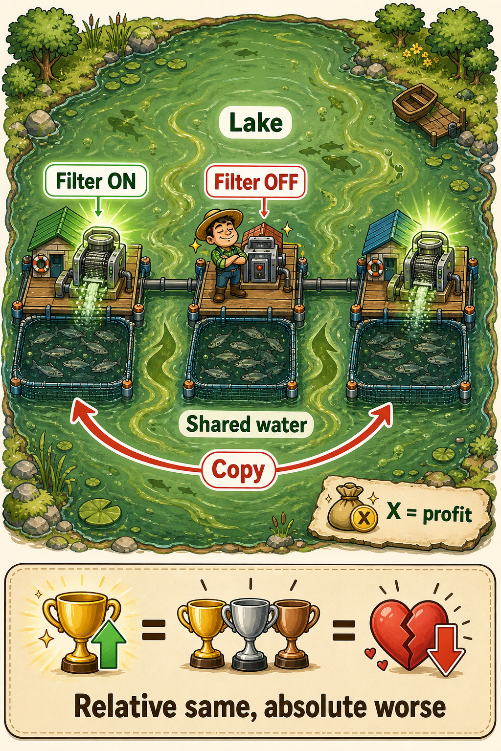 Multipolar trap (fish farms)