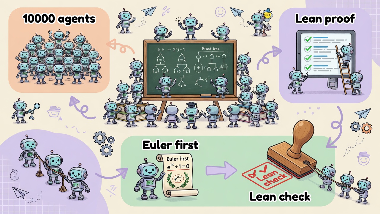 Agent swarm, Euler first, Lean check
