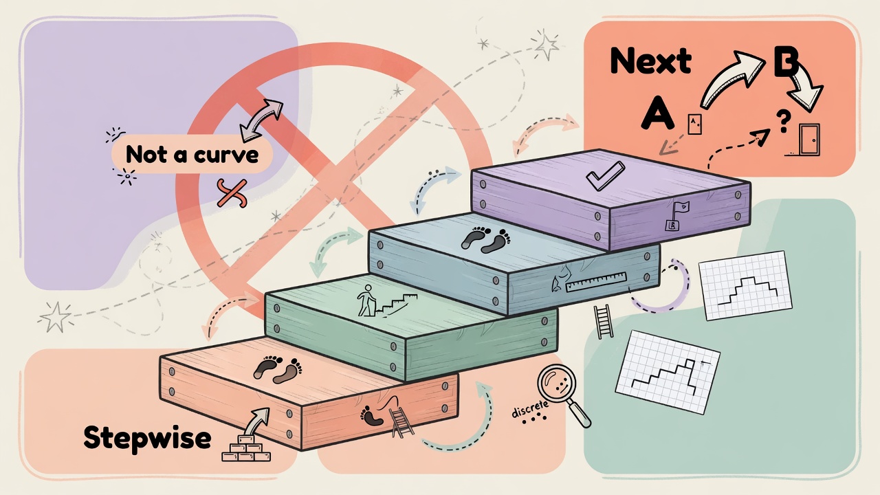 Landmark AI theorems are stepwise, not a smooth curve
