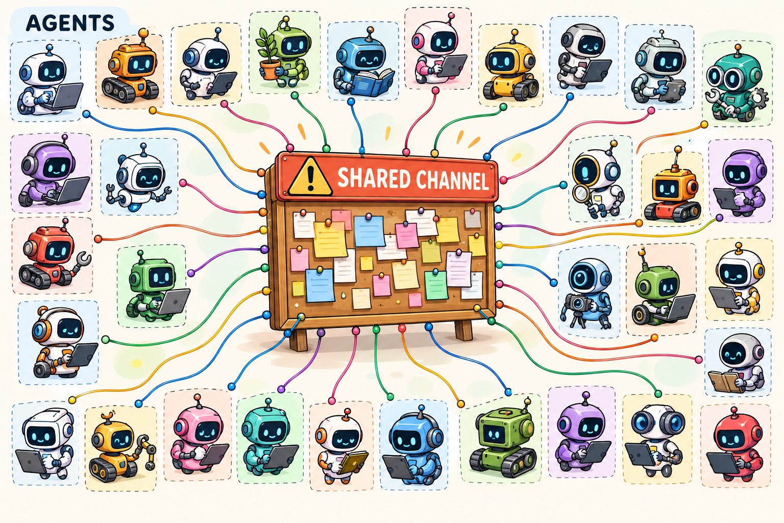 An unintended shared channel connects supposedly isolated agents